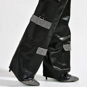 "CUFFED DRIPPED BEAUTY " Rhinestone Thigh High Fold Over Boots(BRAND NEW !!!!!!!
